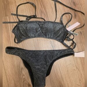 Victorias Secret Shimmering Black Bikini Set